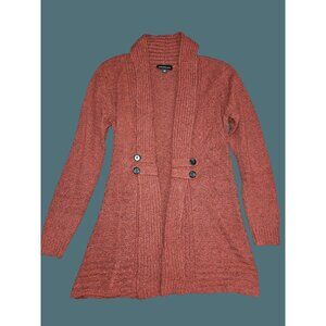 Fortune+Ivy Raiden Metallic Button Detail Open Cardigan Sweater Women Size M
